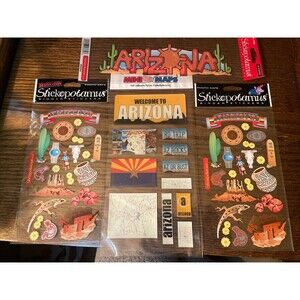 Scrapbooking Crafts Stickers Lot Arizona Southwest License Plate Phoenix Cactus